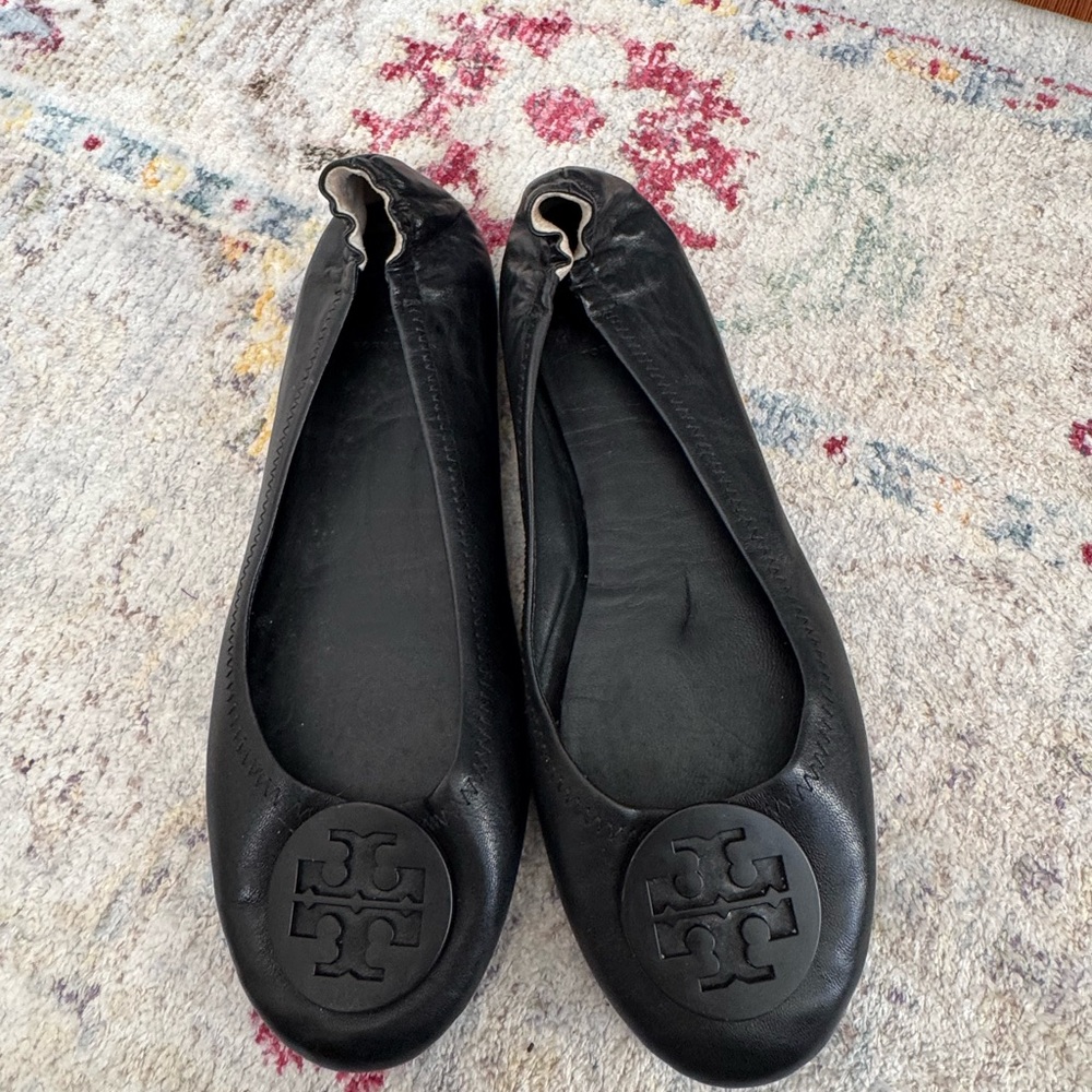 Tory Burch Black Leather Flats